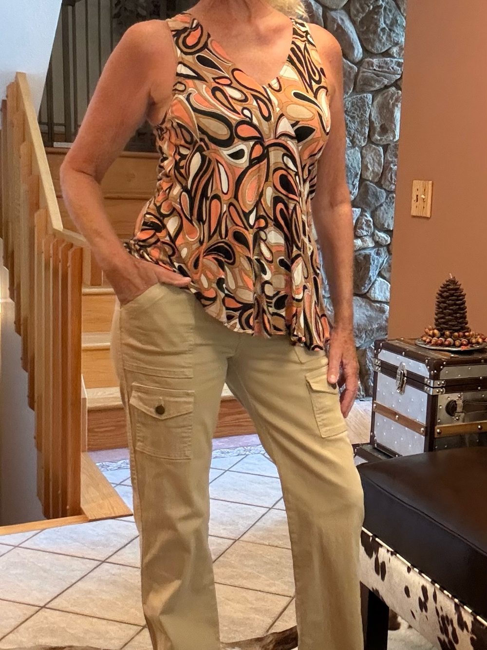 Michael Kors V-Neck asymmetrical sleeveless Top